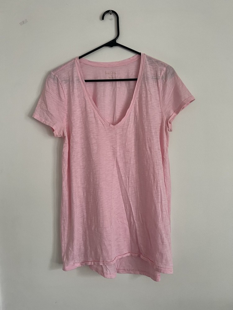 Lilly Pulitzer Top Women's Medium Pink Short Sleeve Stretch Casual Cotton