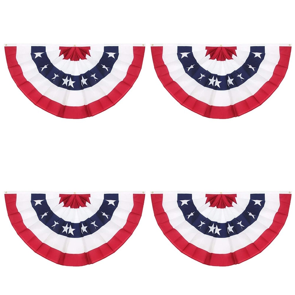 American Pleated Fan Flag, 3 x 1.5 Ft USA Patriotic Half Fan Bunting, Indoor ...
