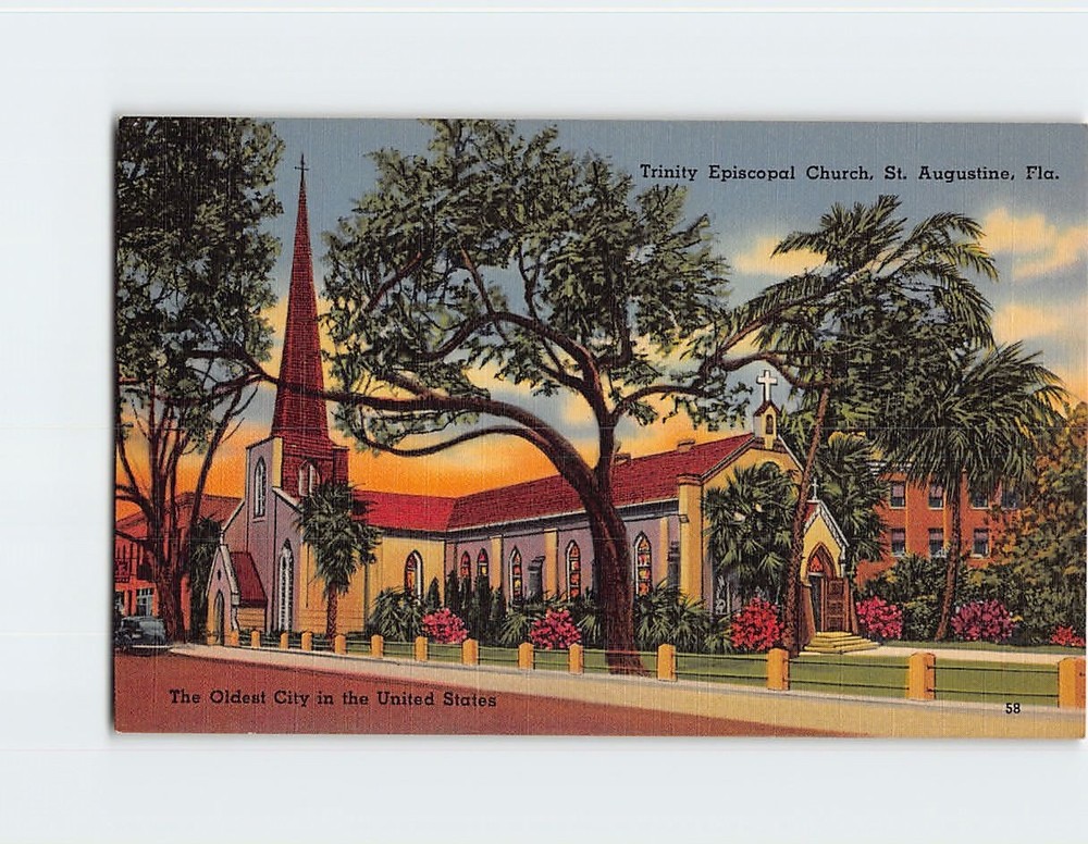 Postcard Trinity Episcopal Church Saint St. Augustine Florida USA North America
