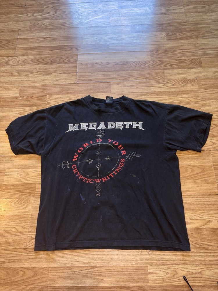 Vintage Megadeth World Tour Cryptic Writings Band T Shirt - Sz Xl 1997