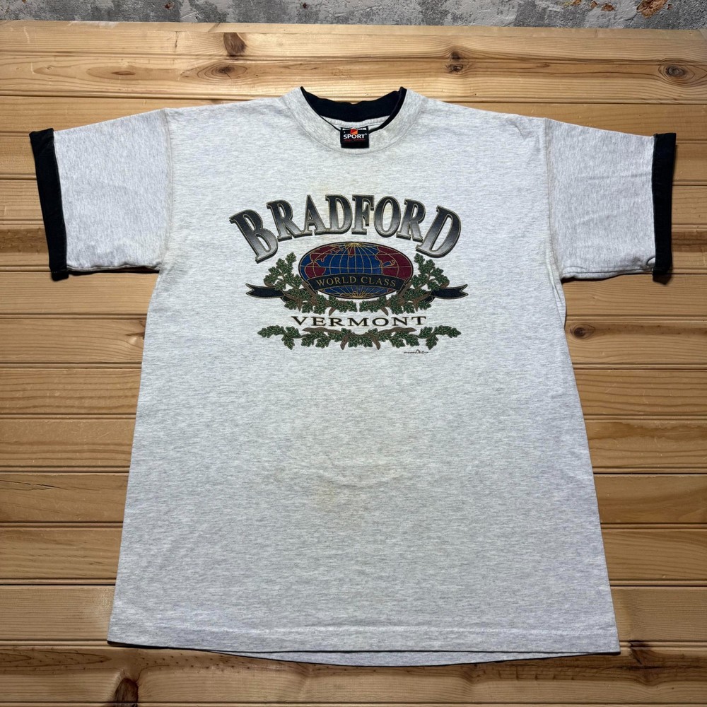 Vintage 90s Bradford Vermont World Class Double Collar Heather T-Shirt - Large