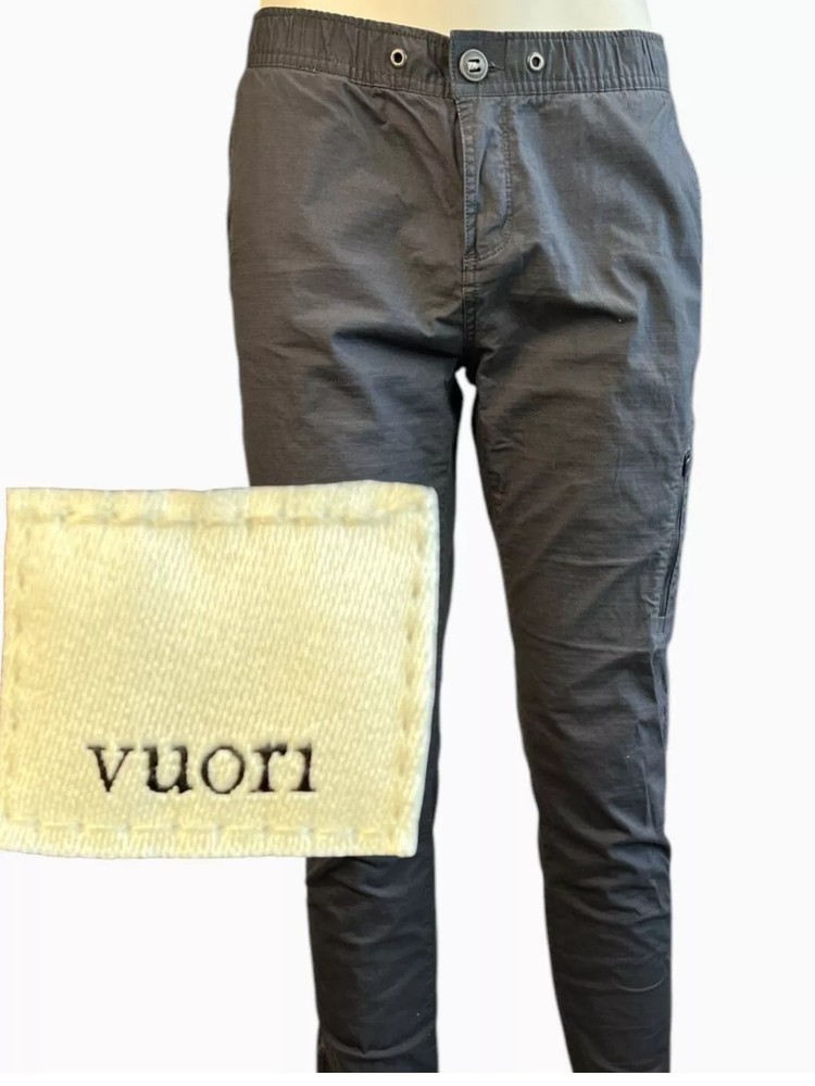 Vuori Women Sz M Ripstop Pant Gray Canvas Drawstring* Tapered VW401 Stretch
