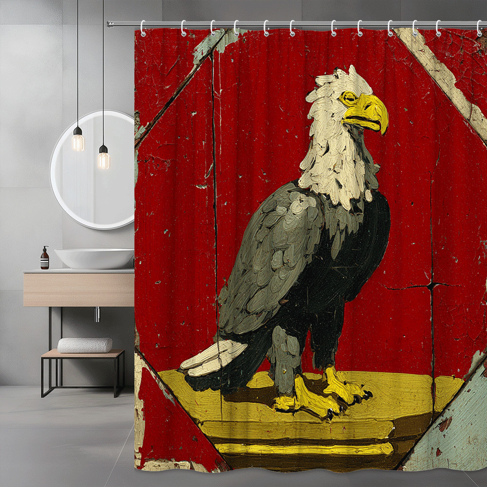 Eagle Painting Shower Curtain Red Background Graphic Art