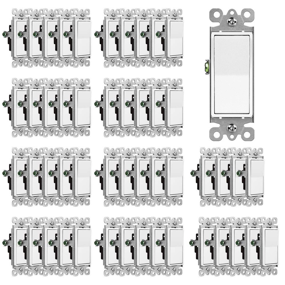 (50 Pack) CML Decorator Wall Light Switch, Single Pole Switch, 15A 120/277V, ...
