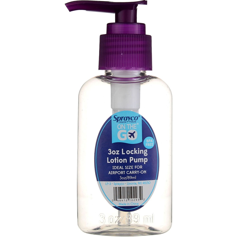 6 Pack Sprayco On The Go Travel Locking Lotion Pump, 3 oz