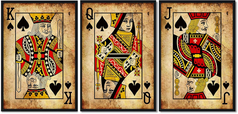 Retro Playing Card Wall Art Poker Wall Art Canvas Prints Joker Jack Queen King R