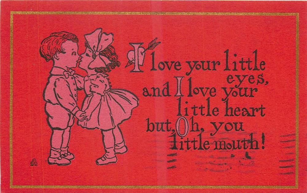1912 Arts & Crafts Love you saying Children red tint Postcard 25-6418