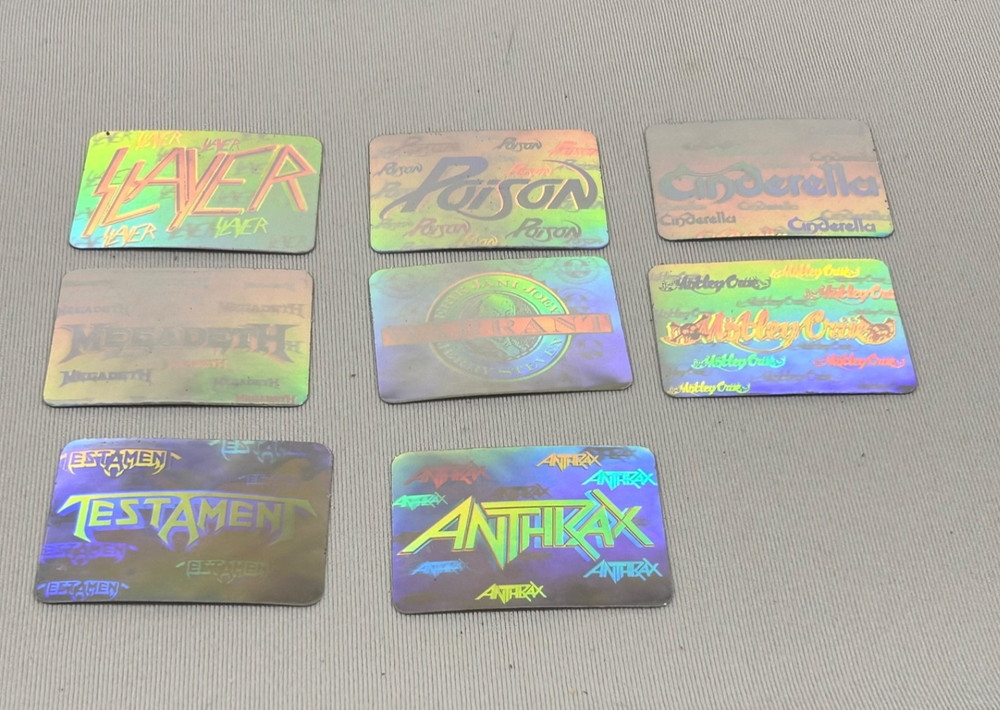 Vintage Holographic Heavy Metal Band Stickers Lot Slayer Poison Megadeth Anthrax