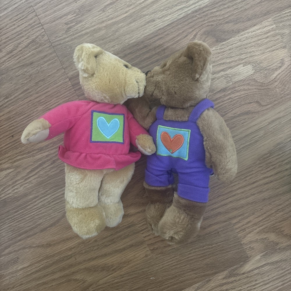 Hallmark Kissing Teddy Bears Plush Animals Love Pink Purple Bear Magnetic Noses