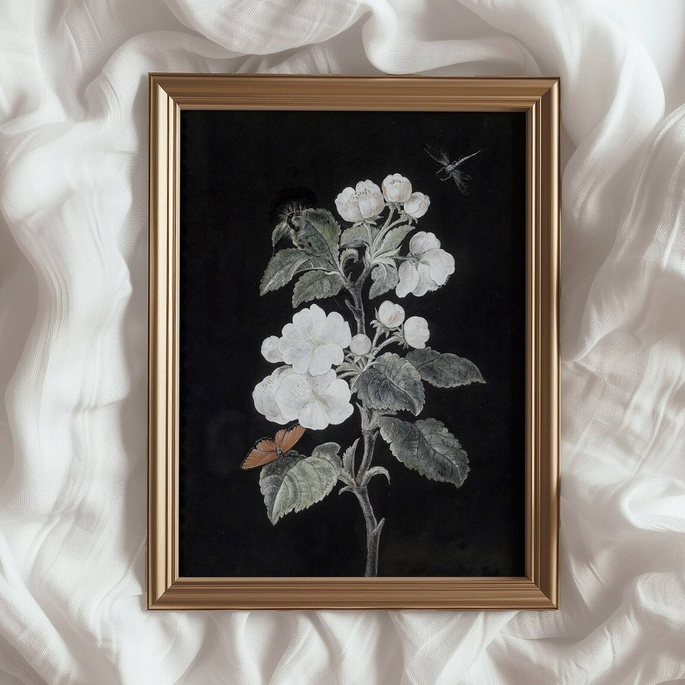 Dark Botanical Wall Art Moody Vintage Home Decor Dark Academia Plant Flower
