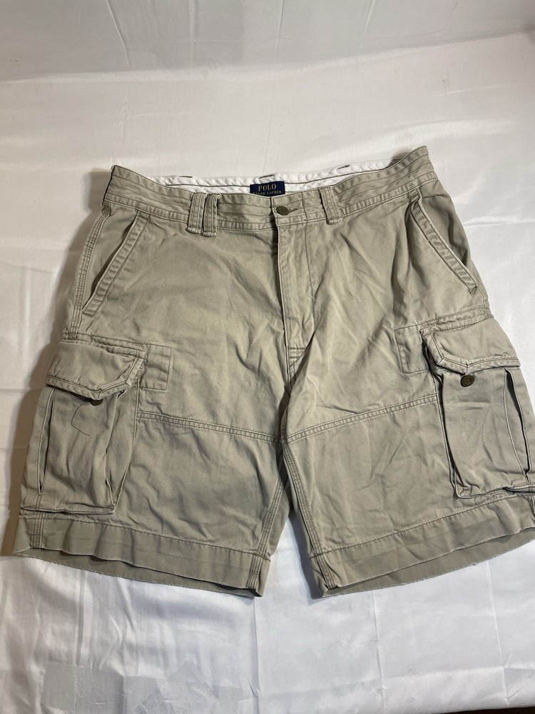 Polo Ralph Lauren Shorts Mens 38 Khaki Classic Chino Cargo Missing Back Button