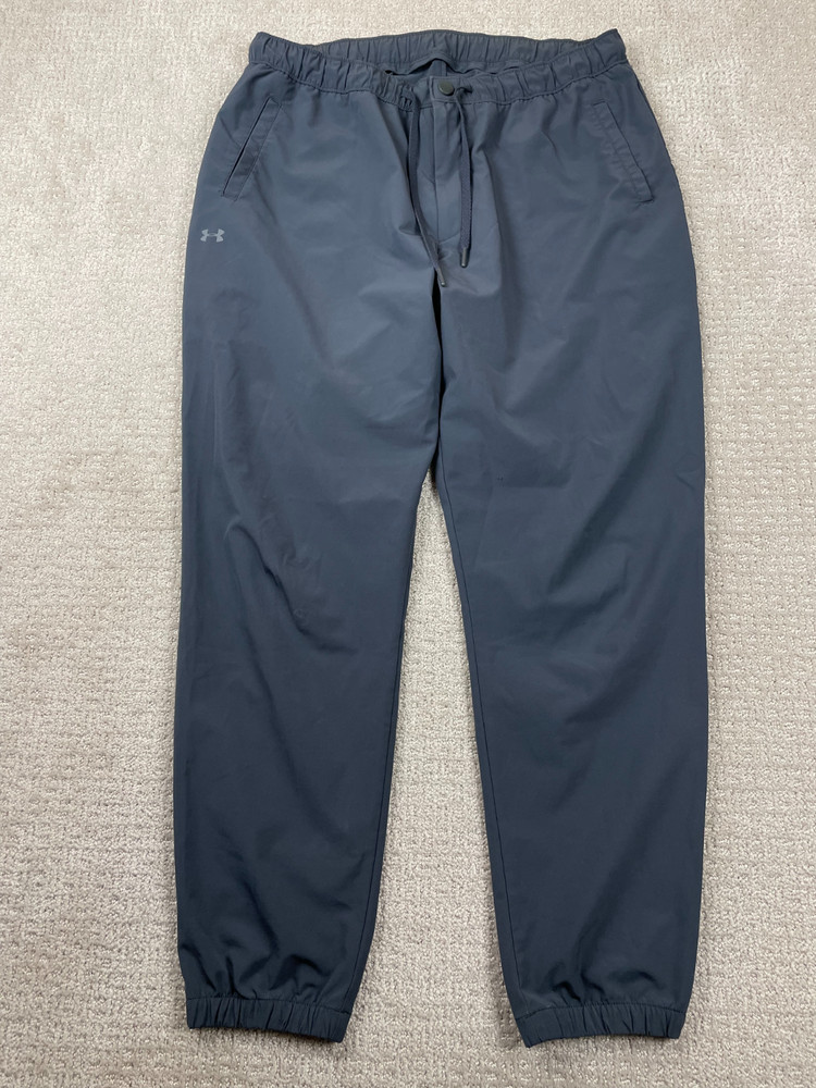 Under Armour Joggers Mens M Gray Woven Pants Trail Zip Fly Performance Stretch