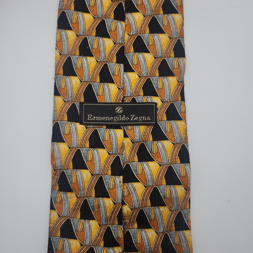 Ermenegildo Zegna Tie Men Silk Geometric Necktie Luxury Italian Exclusive Design