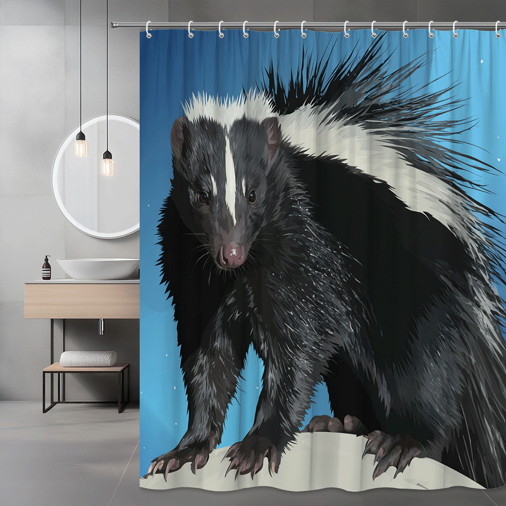 Skunk Shower Curtain Black White Animal Print Graphic