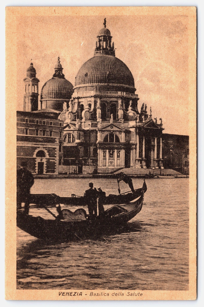 Vintage Postcard Venice Italy Roman Catholic Church Basilica Gondola Boats Water