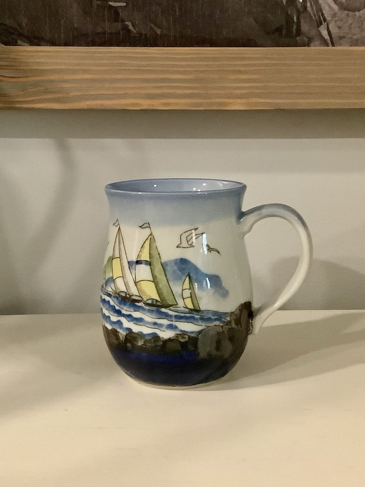 Vintage Otagiri Sailboat Stoneware Mug Japan