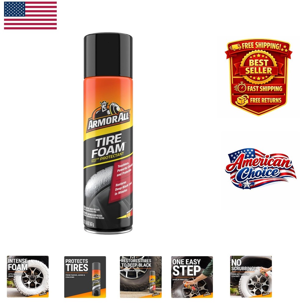20 Oz Tire Foam Cleaner Spray - Cleans & Protects for Cars, Trucks, Motorcycles