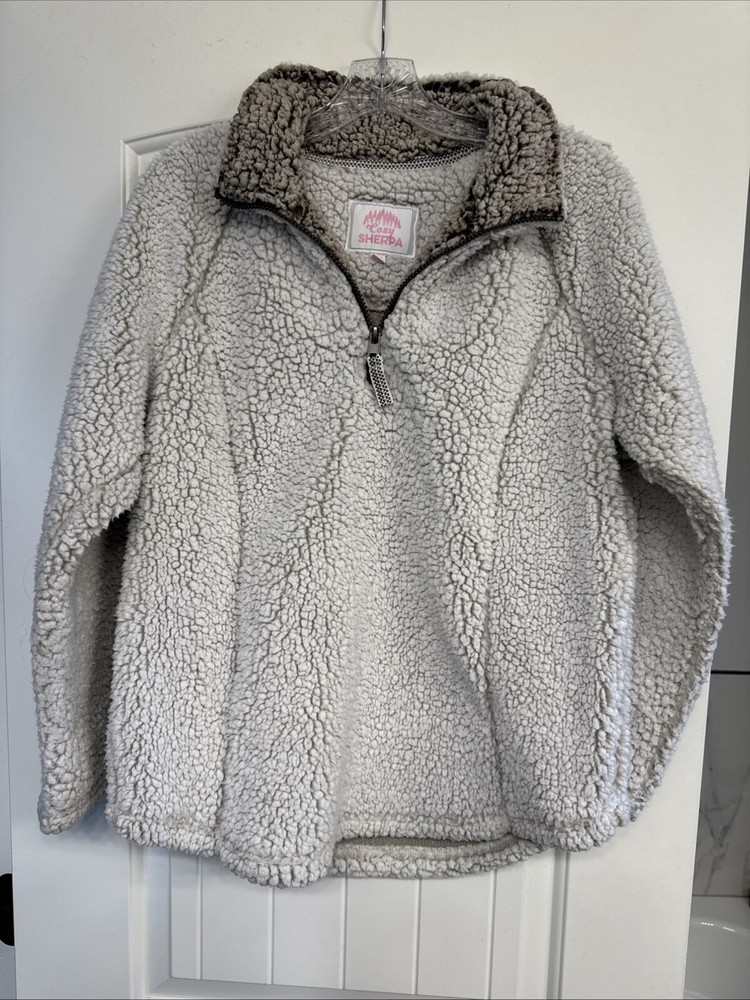 Womens Cozy Sherpa Quarter Zip Pullover SOFT Size M