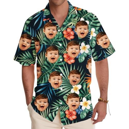 Custom Hawaiian Shirt Personalized Photo Picture Button Gift