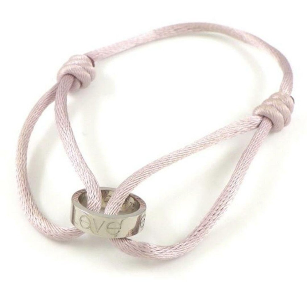 Cartier Love Charity Bracelet in 18K White Gold with Pink Accents