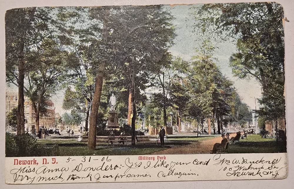 Military Park Postcard Newark New Jersey 1906 Undivided Back Stamp