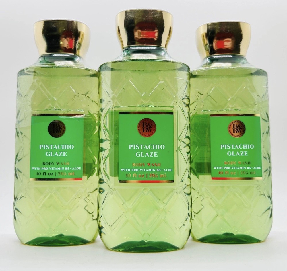 3 pc Bath & Body Works Pistachio Glaze Body Wash Shower Gel