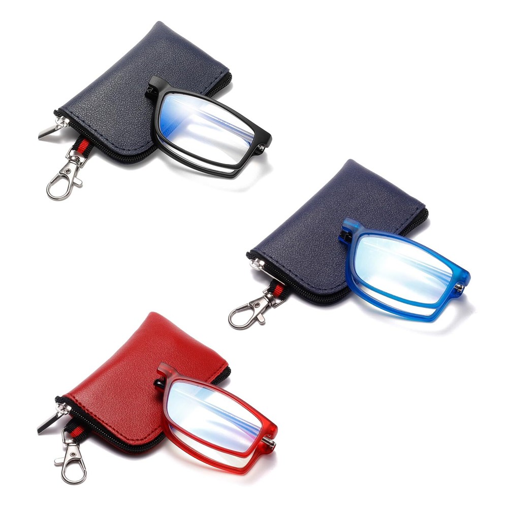 Folding Reading Glasses for Women Men, Keychain Bags Compact Readers Blue Lig...