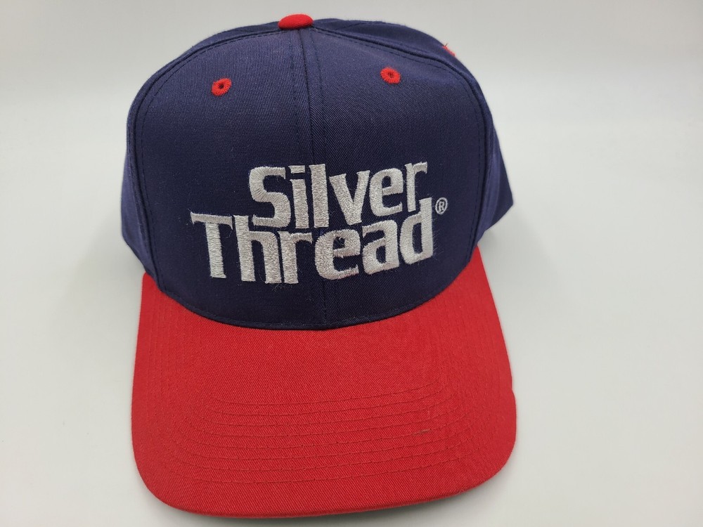 Vintage Silver Thread Fishing Line Snapback Hat Cap Dad Men Women Blue Red Green