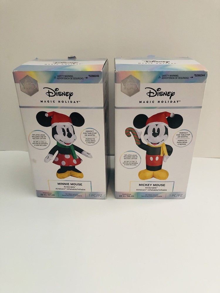 Disney Mickey & Minnie Mouse Christmas Airblown inflatable Indoor lot 2