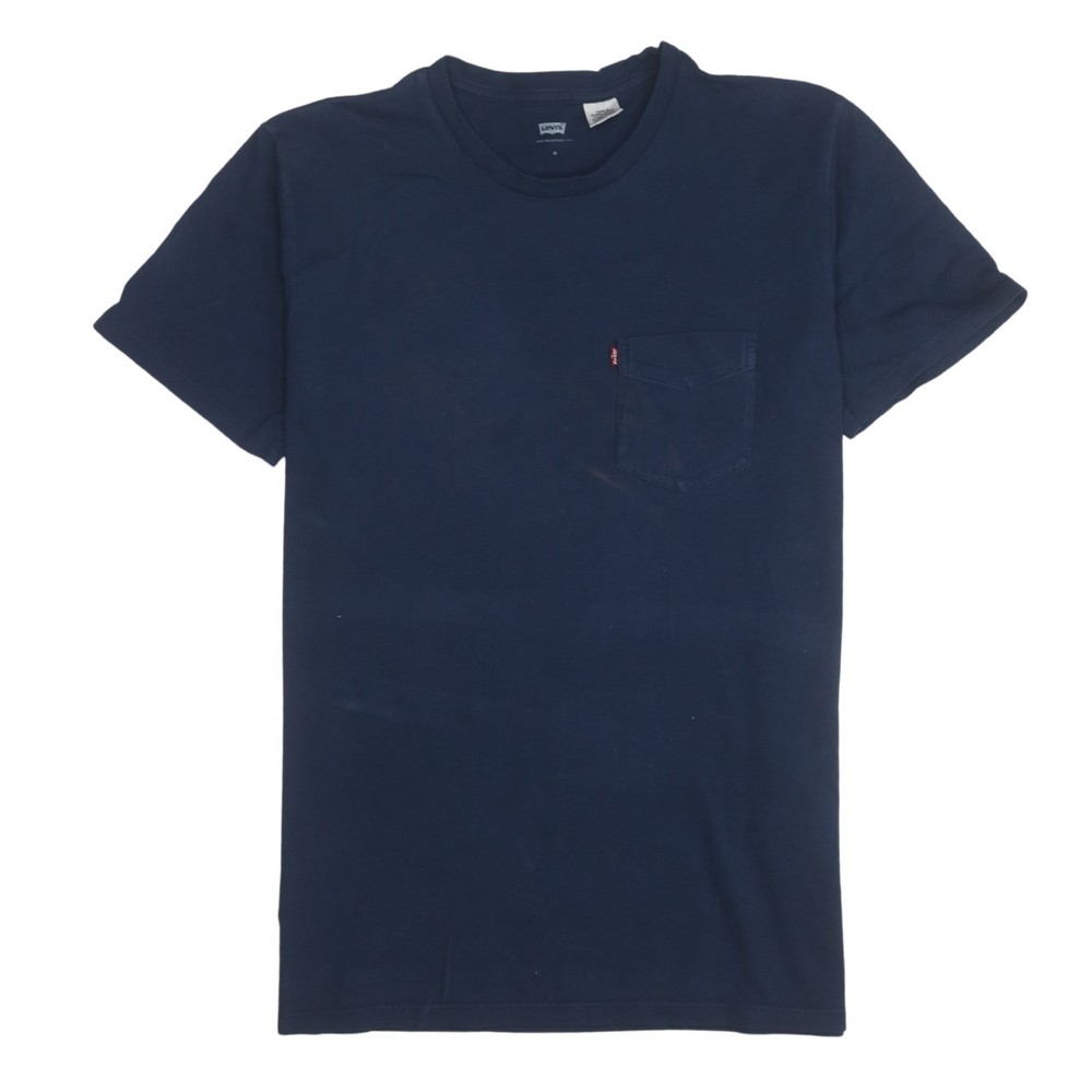 Levis Mens T Shirt Navy Blue Cotton Chest Pocket Small Logo Classic Solid M