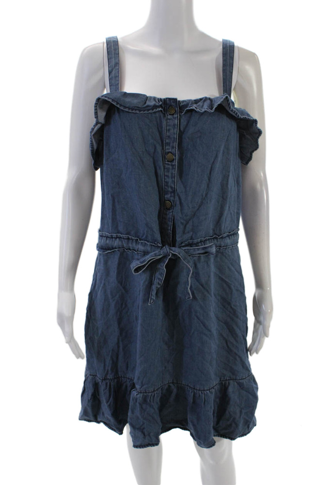 Juicy Couture Womens Sleeveless Tie Waist Lightweight Denim Dress Blue Size LFree Shipping in US $100+ Orders | $6.95 Orders Below