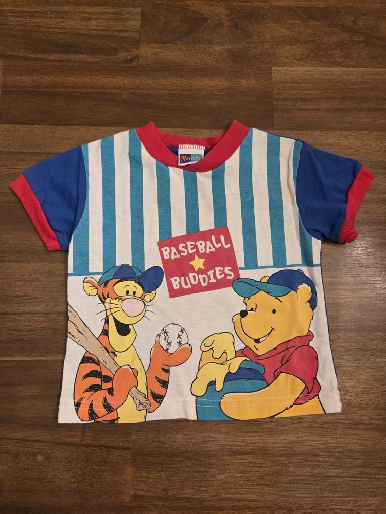 Vintage 90s Winnie The Pooh Kid's Shirt Size 3T Baseball Buddies Tigger Disney