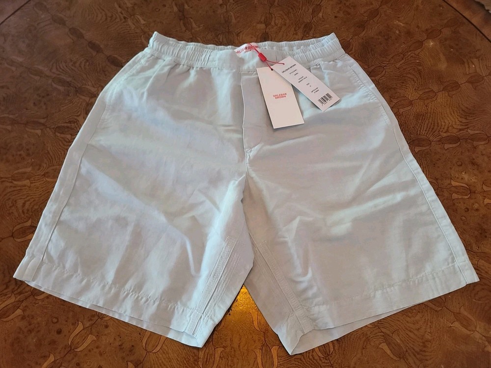 Orlebar Brown Serenity Blue Sirma Drawstring Shorts Size 32 Linen Blend NEW