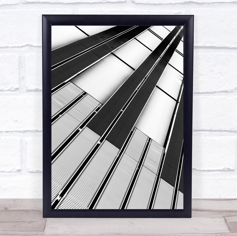 Diagonal Perspective Lines Building Monochrome Geometry Wall Art Print