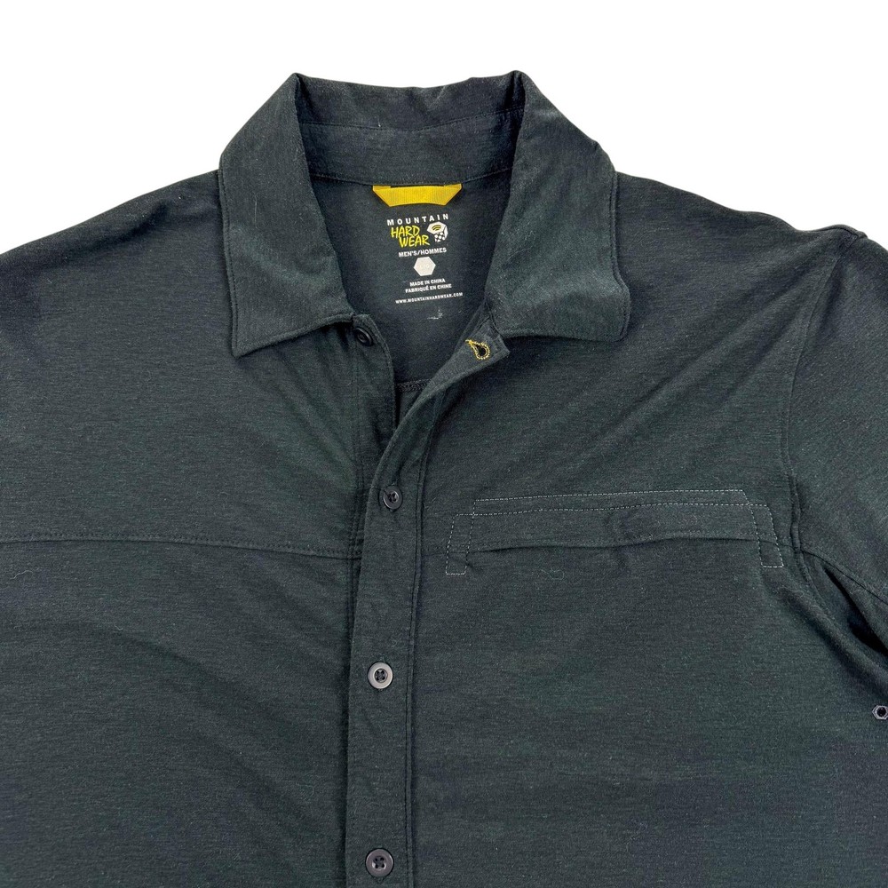 Mountain Hardwear Shirt Mens Large Black Stretch Short Sleeve Button Up Outdoor