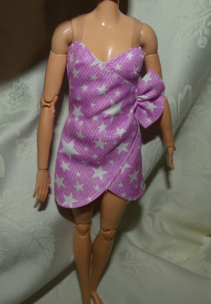 Barbie Deluxe Style Pink White Star Mini Dress Fashion For Doll