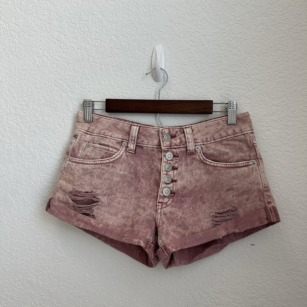 Free People We The Free Women's Size 24 US Pink Cotton Denim Cut Off Jean Short