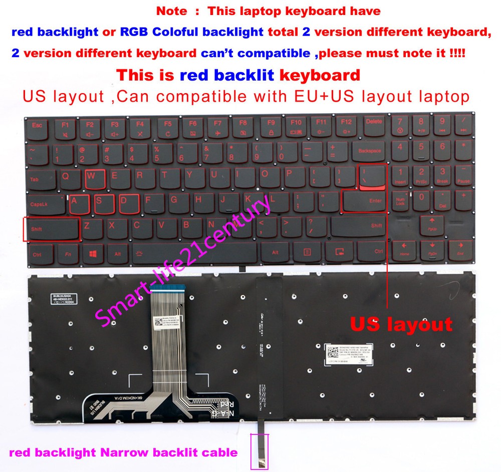 for lenovo Legion Y520 Y520-15IKB Y720-15IKB R720-15IKB US keyboard red backlit