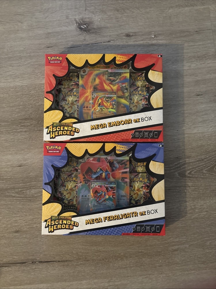 Pokémon Ascended Heroes Mega EX Box Emboar And Feraligatr Sealed