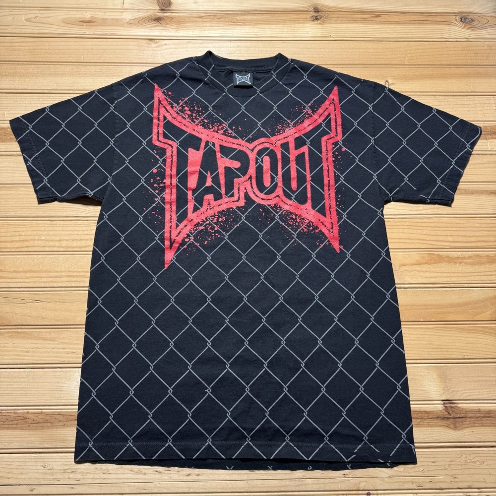 Vintage Y2K Tapout MMA Chainlink Fence UFC Fight Goth Grunge Shirt USA - Large