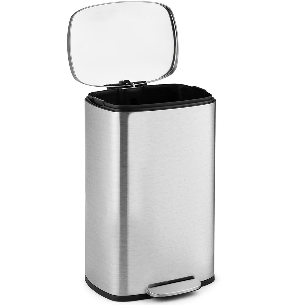 13.2 Gallon Stainless Steel Trash Garbage Can Airtight Soft Silver 10-14 Gallons