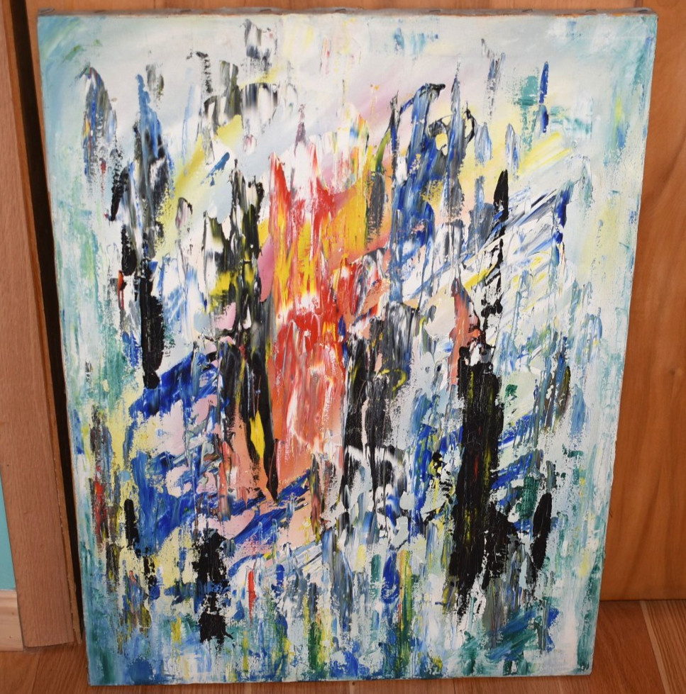 1960s Boston Mid Century Abstract Art Painting Ed Cooper Expressionist 24x32
