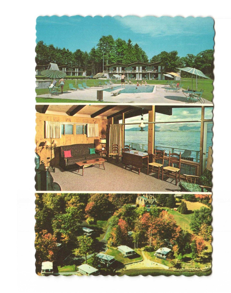 Sun cast Lake George NY luxurious accommodations VTG postcard UNP-image