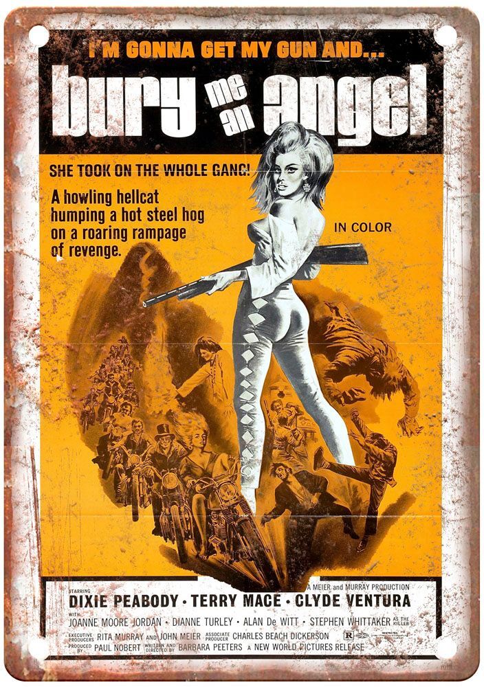 Vintage Bury Me An Angel Retro Metal Movie Poster Sign MP787