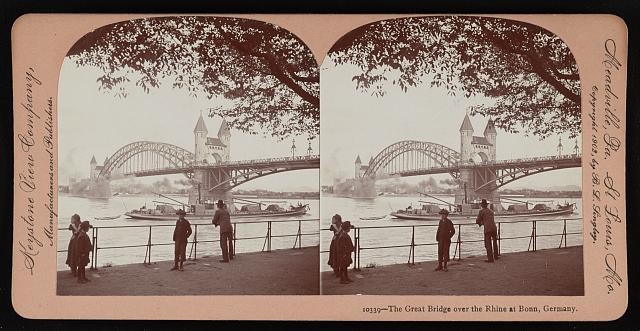 Photo:Bonn Germany Rhine Bridge 1902 Great Bridge Stereoview