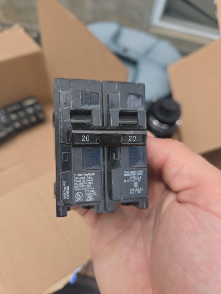 Siemens Two Pole 20 amp  Circuit Breaker - Black 1 per purchase