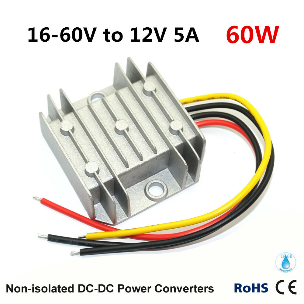 60W Waterproof DC-DC Converter 16-60V to 12V 5A Step-Down Power Module