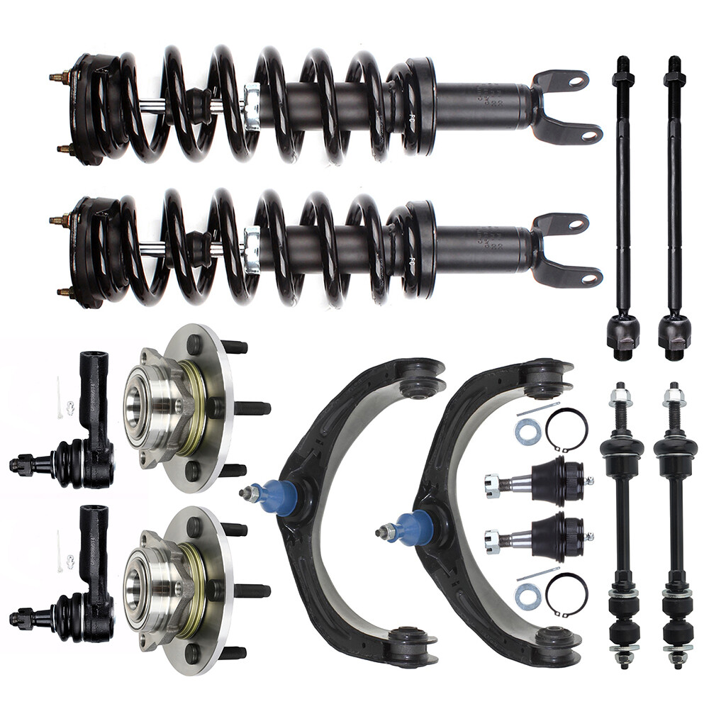 09-12 Dodge Ram 1500 Front Suspension Kit with Struts Tie Rod Sway Bar Hub Bearings