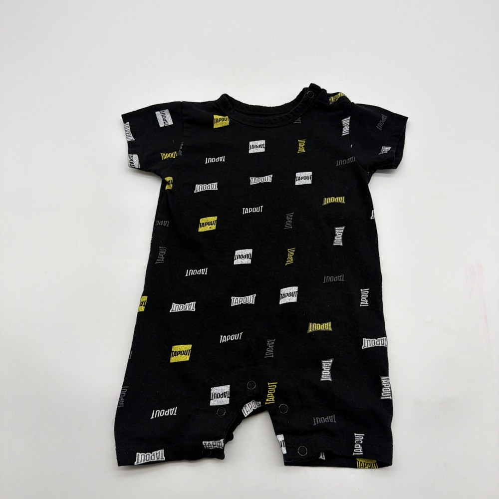 Tapout One Piece Toddler Boys Size 6-9M Black Logo Aop Snap.#45663