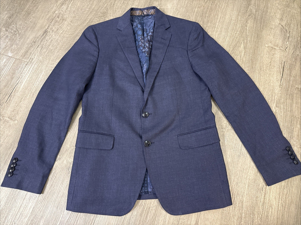 Etro Milano 48 Italy Blue Hemp Cotton blazer Paisley Silk Lining sport coat